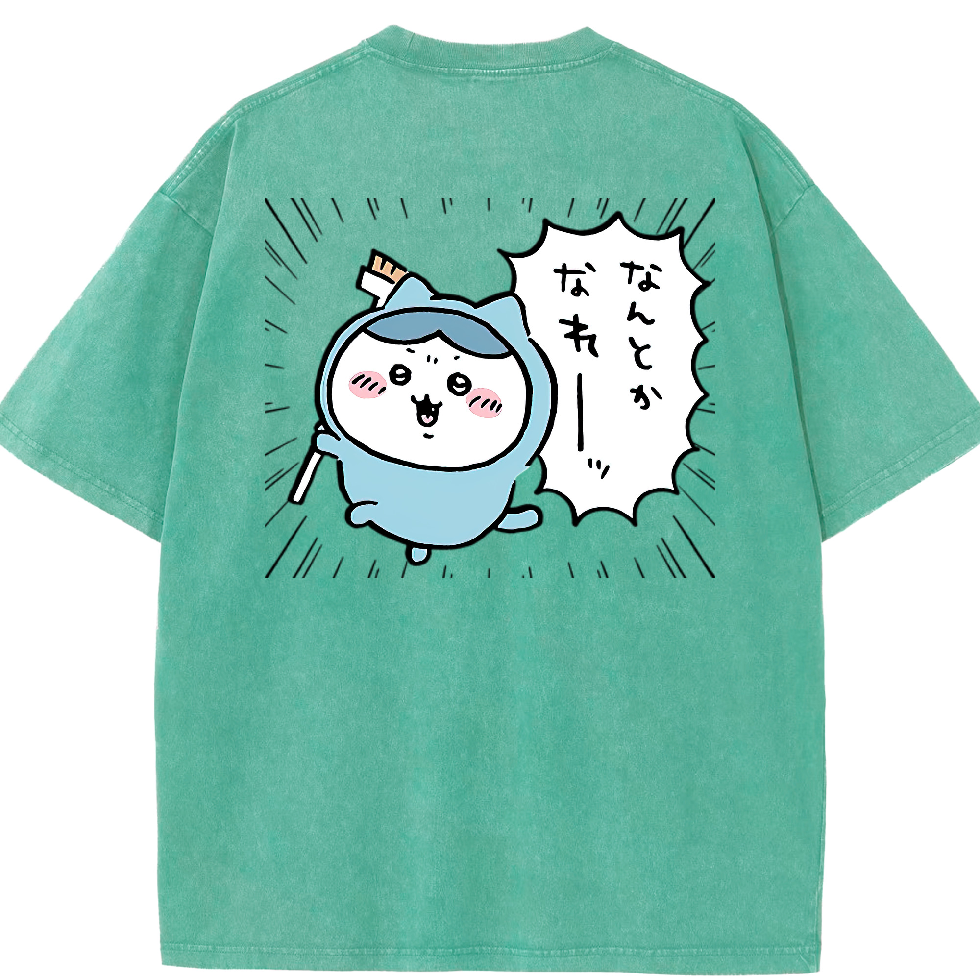 （画像用） ちいかわ ハチワレ Chii-kawa hachiware 綿100% ヴィンテージ風 半袖Tシャツ（背面プリント）